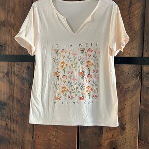 Floral Print Women's Top - Cream